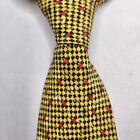 BRIONI Men's 100% Silk Necktie ITALY Luxury Geometric Yellow/Black/Red EUC