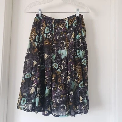 J. Jill Artsy Floral Silk Blend Knee Length Pleated Skirt Lined Size 2 Petite - Image 1 of 4