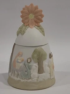 Nativity Scene Trinket Box Vtg 1984 Lefton The Christopher Collection Flower Top - Picture 1 of 24