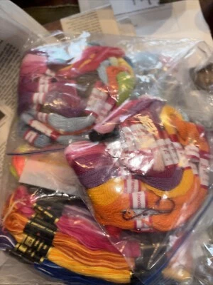 Large Lot Embroidery Cross-Stitch Floss Thread Skeins 9.9 Ounces In Gallon Bag - Image 1 of 2