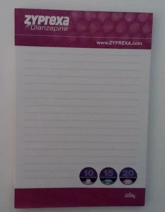 ZYPREXA (4" X 6") Pharmaceutical DRUG REP POST-IT NOTE PAD - PLUM - Picture 1 of 3