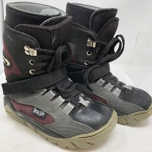 Stivali da snowboard invernali SnowJam nero/rosso/grigio stringati taglia 8 segni e usura - Foto 1 di 12