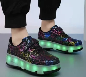 4-Wheel Kids’ Roller Skates with Detachable Wheels - Boys’ & Girls’ Sneakers - Picture 1 of 32