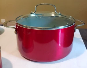 Food Network Caldera StockPot Gris y Rojo 6 Qt con Tapa de Vidrio - Imagen 1 de 5