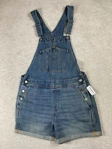 Old Navy Overalls Shorts Womens M Denim Blue Jean Slouchy Straight Blue Jean New - Picture 1 of 10