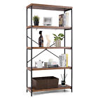 5-Tier Bookshelf Industrial Wood Bookcase Home Office Standing Display Rack