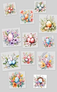 12 Aquarell Oster Blumen Kartenaufleger Stanzteile Karten Basteln Designerpapier - Bild 1 von 1
