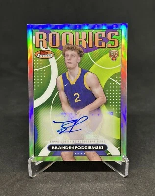 2023-24 Topps Finest Brandin Podziemski Rookie Auto Refractor RC Warriors RFABP  - Image 1 of 3