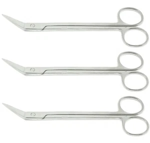 3 Kelly Angled Scissors 6.5" W/ Serrated Blades Surgical Orthodontic Instrument  - Picture 1 of 3