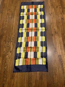 VINTAGE UNBRANDED BRIGHT ABSTRACT COLOR BLOCK POLYESTER OBLONG SCARF 15" X 43" - Picture 1 of 9