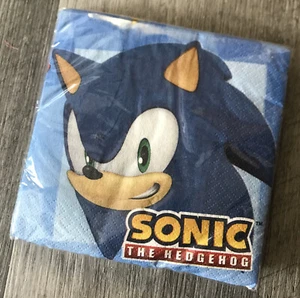 Vintage Original ~ SONIC THE HEDGEHOG ~ Sega Papierservietten 16 Stck. Neu mit Etikett Neu in Verpackung versiegelt - Bild 1 von 3