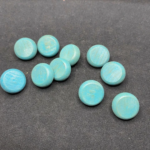 10 aqua painted wood 1/2" mod 50s buttons wire shanks Cover