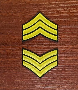 Army Chevrons 2 Pieces Shoulder Patch Sgt E5 Embroidered Iron On 1.75x2.25" - Picture 1 of 3