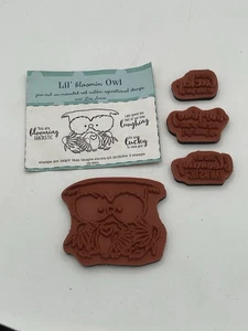 Unmounted Repositionable Red Rubber Stamps by Unity Stamp Co "Lil' Bloomin Owl" - Picture 1 of 2
