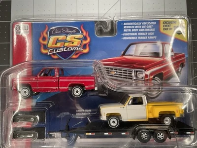 Camión y remolque Auto World X Chris Stangler Customs 74 y 75 Chevys autografiados Foto 1 de 4