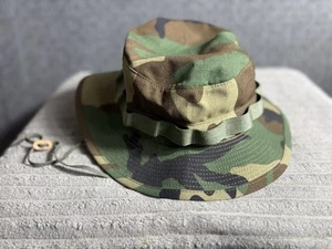 Woodland Sun Hat Boonie 3" Brim NyCo Ripstop MILSPEC Size 7 3/4 Made in USA - Picture 1 of 10