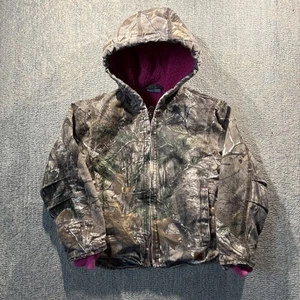 Carhartt Jacket Girls XS Sz 6 Camouflage Pink Sherpa Lined Full Zip - Picture 1 of 13