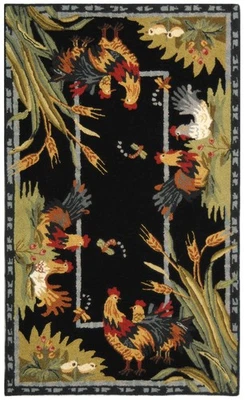 Chelsea Collection Accent Rug - 2'6" x 4', Black, Hand-Hooked French Country ... - Image 1 of 3