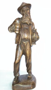 BIERTRINKER GERMAN Hand Carved Wood Sculpture Old Man Beer Drinker Vintage 20” - Picture 1 of 12