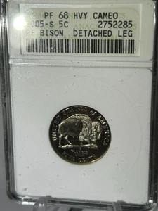2005 S Jefferson Bison PF-68 Heavy Cameo ANACS Detached Leg Error - Picture 1 of 2