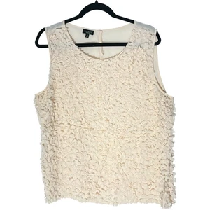 Talbots ärmelloses Top Seide Rüschen strukturiert Bluse Party beige 14 Landhaus - Bild 1 von 7