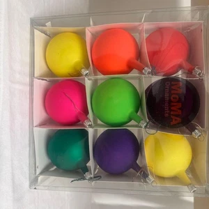 MoMA Christmas Ornament Ball 9 Set Neon Color - Picture 1 of 4