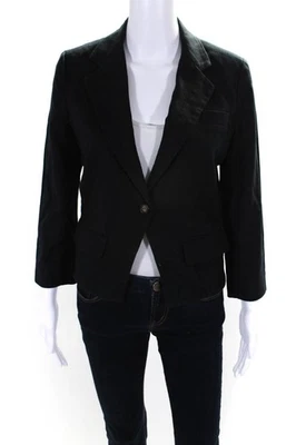 Blazer Elizabeth and James Mujer Negro Algodón Un Botón Manga Larga Talla 6 Foto 1 de 4