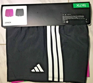 Adidas Youth 2-Pack Girl's Short, Size XLarge (16), Black and Pink, New - Picture 1 of 10