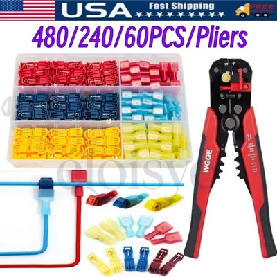 480/60pcs T-Taps Wire Connectors Quick Splice Terminals Insulated Crimp Cable - Image 1 of 4