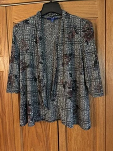 Apt 9 Ribbed Cardigan With Floral Print Size Small 3/4 Sleeve Open Front - Picture 1 of 6