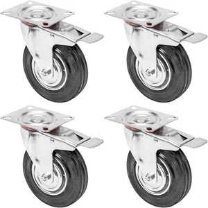 HMF Schwerlastrollen mit Bremse aus Vollgummi 125mm  Transportrollen Lenkrollen - Bild 1 von 6