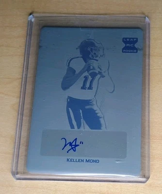 2021 Leaf Trinity Kellen Mond Black Rookie Printing Plate Auto 1/1 Texas A&M - Image 1 of 2