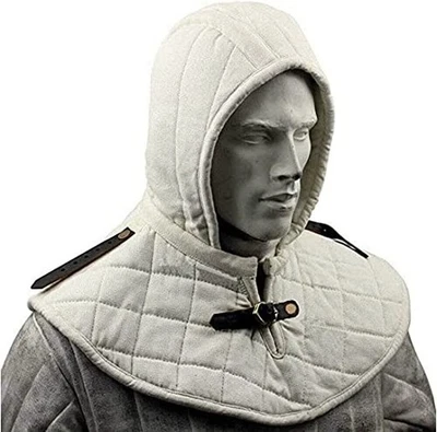 Gorra de brazo acolchada medieval blanca de algodón interior con correa de cuero armadura Foto 1 de 4