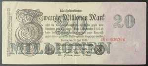 1923 GERMANY PAPER MONEY - 20,000,000 MARK BANKNOTE! - Picture 1 of 2