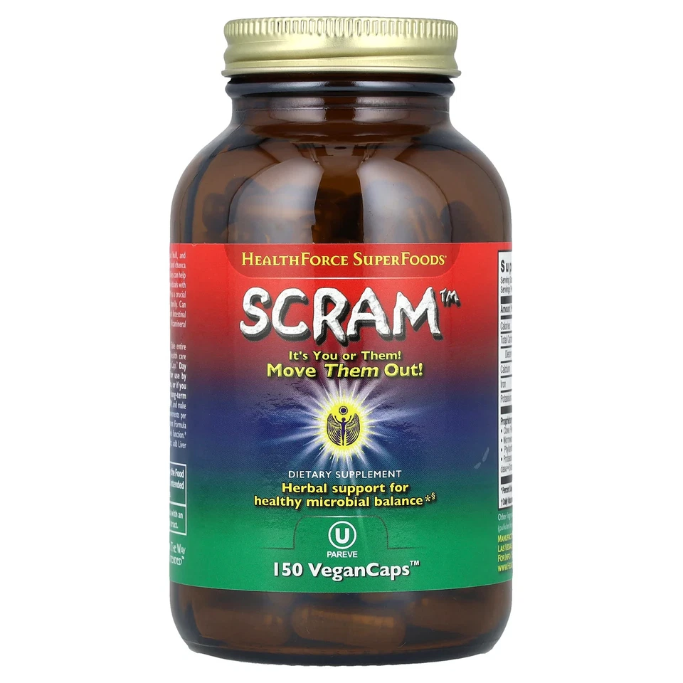 HealthForce Superfoods Scram 150 VeganCaps Sin Gluten, Vegano Foto 1 de 3