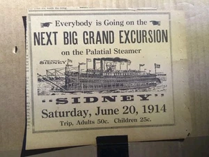 1914 NEWSPAPER CLIPPING #439- THE FAMOUS SIDNEY STEAMER / STEAMBOAT -3 CLIPPINGS - Picture 1 of 3