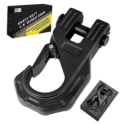  Gancho de cabrestante de 3/8" de alta resistencia, máximo 20 toneladas (45.000 libras), acero forjado ATV negro Foto 1 de 4