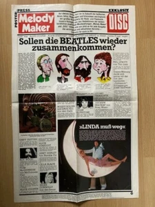 Poster Press, Hochform. ca. 51 x 33 cm, Melody Maker Excl. , BEATLES, ca.1970er - Bild 1 von 4