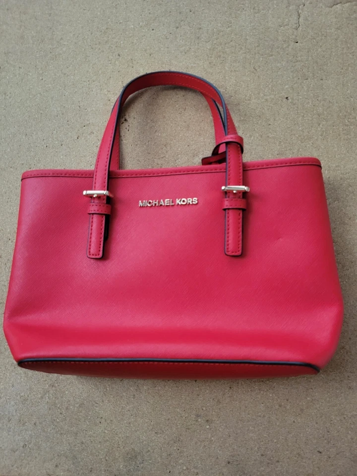 Michael Kors Jet Set Travel XS Mini Carrryall Tote Crossbody Bag in Dark Sangria