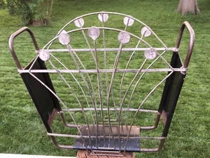 Vintage ART DECO Designs Metal MCM Black Silver Retro MAGAZINE Paper HOLDER Rack - Picture 1 of 12