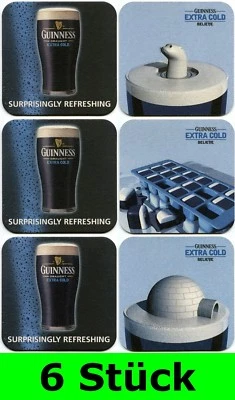 6 Stück Bierdeckel Guinness Extra Cold Dublin Irland (2x3er Serie) Sammlerstücke