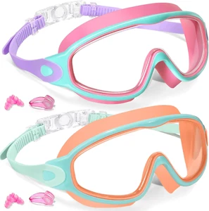 Keary 2 Pack Kids Swim Goggles for 3-15 UV Protection Anti-Fog Pool Water Swimmi - Picture 1 of 12