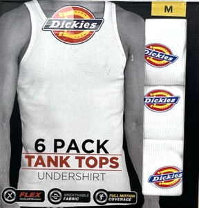 Dickies Men's Tank Tops Undershirt Size Medium 6-Pack Breathable Cotton White - Picture 1 of 8