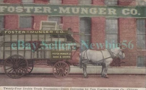 Chicago IL - FOSTER MUNGER FACTORY DELIVERY WAGON - Postcard - Picture 1 of 2
