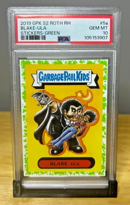 BLAKE-ULA #5a 2019 Topps Garbage Pail Kids Green Parallel Horror ROTH PSA 10 Gem - Image 1 of 2