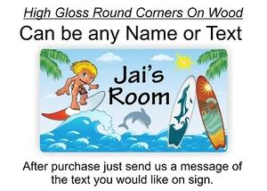 Bedroom Room Door Sign Plaque Surfing Theme for Child Boy Surfer Dude Kid - Picture 1 of 4