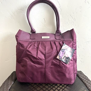 Calvin Klein Women's Lightweight Nylon Tote Bag Purple Snap - Picture 1 of 13