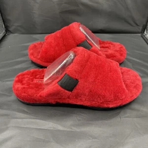 UGG Fluff You Kapcie Sztuczne futro Górna wełna Wsuwane Czerwone Męskie Rozmiar 11 NOWE - Zdjęcie 1 z 8
