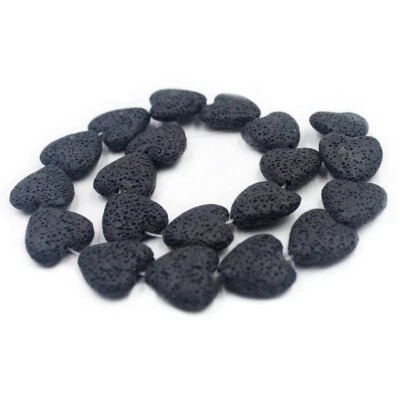 Cuentas sueltas de corazón de piedra de lava Love Rock de 20X8 mm para hacer joyas 20 piezas/hiebra Foto 1 de 4