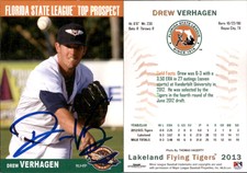 Drew VerHagen Signed 2013 Grandstand Florida State T/P #NNO Card Auto AU